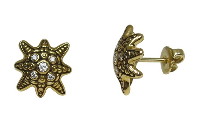 E173D, “Star” earrings, 18K yellow gold, 10 diamonds totaling 0.14 ct. $2,300
