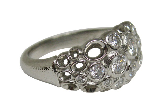 #R-68PD
“Open Work” ring, Platinum, .60 ctw Diamonds (F-G/VVS), size 6.75, $5,850.00